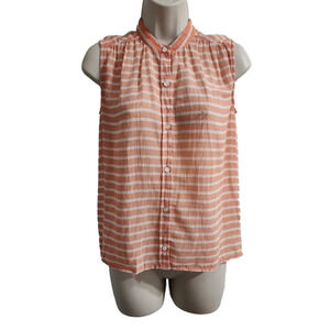 J. CREW Pink White Striped Sleeveless Button Down Blouse